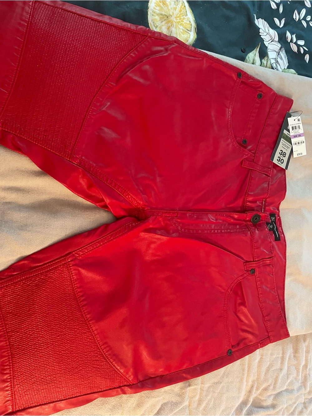 INC International Concepts Red Skinny Moto-Style Jeans